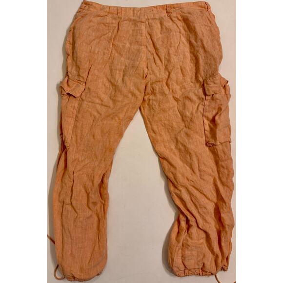 Lauren Ralph Lauren Women's Orange Cargo Utility Ankle Tie Linen Sz 14W - Picture 3 of 4